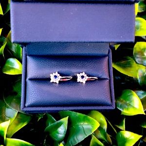 Sapphire and Diamond Dangle 18k Earrings